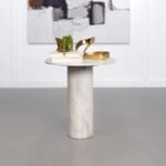 ASTORIA ROUND GENUINE MARBLE SIDE END TABLE WHITE - Image 2