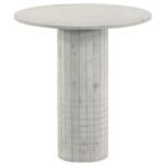 ASTORIA ROUND GENUINE MARBLE SIDE END TABLE WHITE