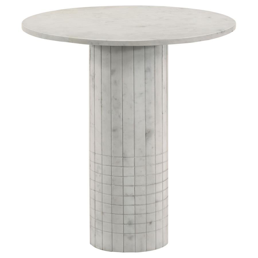 709667_02x900.jpg ASTORIA ROUND GENUINE MARBLE SIDE END TABLE WHITE - Image 1