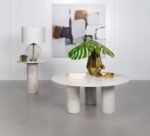 ASTORIA ROUND GENUINE MARBLE SIDE END TABLE WHITE - Image 7