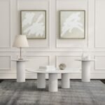 ASTORIA 3-PIECE MARBLE COFFEE AND END TABLE SET WHITE