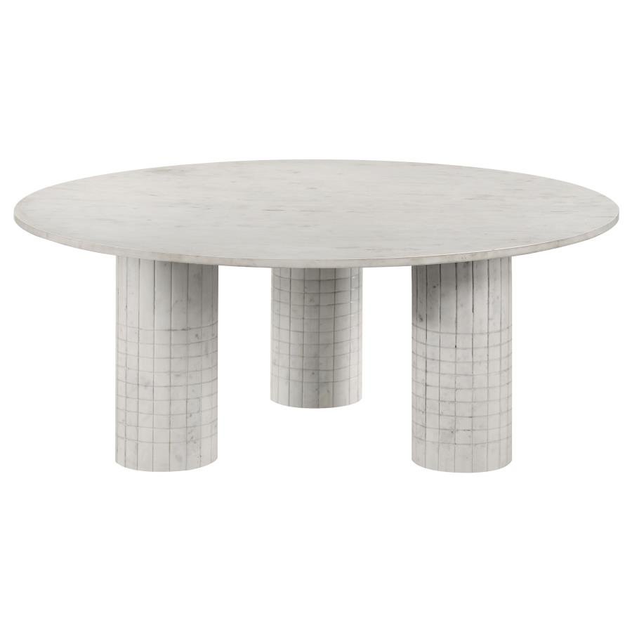 709668_02x900.jpg ASTORIA ROUND GENUINE MARBLE COFFEE TABLE WHITE - Image 1