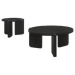 CORDOVA 2-PIECE SOLID WOOD COFFEE AND END TABLE SET BLACK - Image 2
