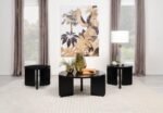 CORDOVA 3-PIECE SOLID WOOD COFFEE AND END TABLE SET BLACK