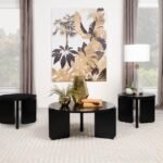 CORDOVA 3-PIECE SOLID WOOD COFFEE AND END TABLE SET BLACK