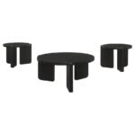 CORDOVA 3-PIECE SOLID WOOD COFFEE AND END TABLE SET BLACK - Image 2