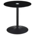 GANSO ROUND METAL END TABLE WITH TEMPERED GLASS TOP BLACK