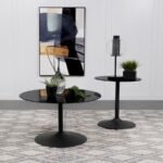 GANSO ROUND METAL END TABLE WITH TEMPERED GLASS TOP BLACK - Image 5