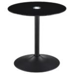 GANSO 3-PIECE ROUND GLASS TOP COFFEE AND END TABLE SET BLACK - Image 3