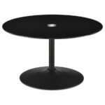 GANSO 3-PIECE ROUND GLASS TOP COFFEE AND END TABLE SET BLACK - Image 4