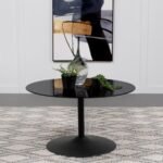 GANSO ROUND METAL COFFEE TABLE WITH TEMPERED GLASS TOP BLACK - Image 2