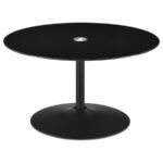 GANSO ROUND METAL COFFEE TABLE WITH TEMPERED GLASS TOP BLACK