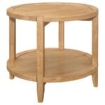 CAMILLO ROUND SOLID WOOD SIDE END TABLE MAPLE BROWN