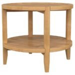 CAMILLO ROUND SOLID WOOD SIDE END TABLE MAPLE BROWN - Image 4