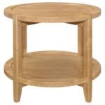 CAMILLO ROUND SOLID WOOD SIDE END TABLE MAPLE BROWN - Image 5
