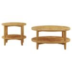 CAMILLO 2-PIECE ROUND COFFEE AND END TABLE SET MAPLE - Image 2