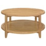 CAMILLO 2-PIECE ROUND COFFEE AND END TABLE SET MAPLE - Image 9