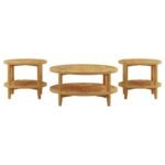 CAMILLO 3-PIECE ROUND COFFEE AND END TABLE SET MAPLE - Image 2