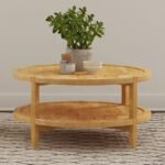 CAMILLO ROUND SOLID WOOD COFFEE TABLE MAPLE BROWN - Image 2