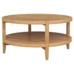 CAMILLO ROUND SOLID WOOD COFFEE TABLE MAPLE BROWN - Image 4