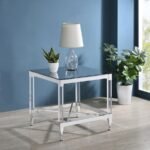 LINDLEY SQUARE TEMPERED MIRROR ACRYLIC SIDE END TABLE CHROME - Image 2