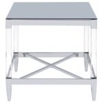 LINDLEY SQUARE TEMPERED MIRROR ACRYLIC SIDE END TABLE CHROME - Image 3