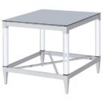 LINDLEY SQUARE TEMPERED MIRROR ACRYLIC SIDE END TABLE CHROME - Image 4