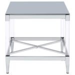 LINDLEY SQUARE TEMPERED MIRROR ACRYLIC SIDE END TABLE CHROME - Image 5