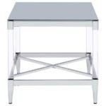 LINDLEY SQUARE TEMPERED MIRROR ACRYLIC SIDE END TABLE CHROME - Image 6
