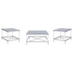 LINDLEY 3-PIECE SQUARE COFFEE AND END TABLE SET CHROME - Image 2