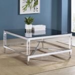 LINDLEY SQUARE TEMPERED MIRROR ACRYLIC COFFEE TABLE CHROME - Image 2