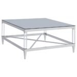 LINDLEY SQUARE TEMPERED MIRROR ACRYLIC COFFEE TABLE CHROME