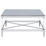LINDLEY SQUARE TEMPERED MIRROR ACRYLIC COFFEE TABLE CHROME - Image 5