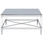 LINDLEY SQUARE TEMPERED MIRROR ACRYLIC COFFEE TABLE CHROME - Image 6