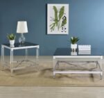 LINDLEY SQUARE TEMPERED MIRROR ACRYLIC COFFEE TABLE CHROME - Image 7