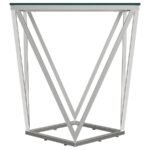 BRITTANIA SQUARE GLASS TOP GEOMETRIC END TABLE NICKEL - Image 3
