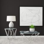 BRITTANIA SQUARE GLASS TOP GEOMETRIC END TABLE NICKEL - Image 7