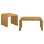 CAHYA 2-PIECE RATTAN COFFEE AND END TABLE SET NATURAL - Image 2