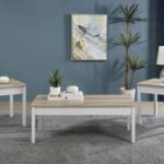 STACIE 3-PIECE COFFEE TABLE SET DISTRESSED PINE AND WHITE