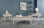 STACIE 3-PIECE COFFEE TABLE SET DISTRESSED PINE AND WHITE