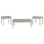 STACIE 3-PIECE COFFEE TABLE SET DISTRESSED PINE AND WHITE - Image 2