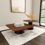 EASON 2-PIECE COFFEE TABLE SET WALNUT AND BLACK - Image 2