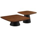 EASON 2-PIECE COFFEE TABLE SET WALNUT AND BLACK