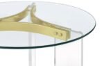 JANESSA ROUND GLASS TOP ACRYLIC LEG END TABLE MATTE BRASS - Image 8