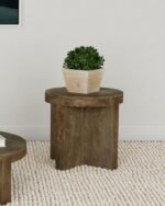 KINKAID ROUND SOLID MANGO WOOD END TABLE BROWN - Image 2