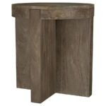 KINKAID ROUND SOLID MANGO WOOD END TABLE BROWN - Image 3