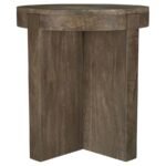 KINKAID ROUND SOLID MANGO WOOD END TABLE BROWN - Image 4
