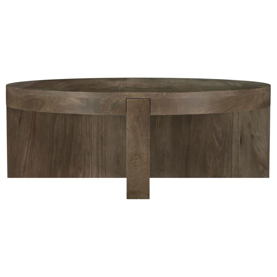710138_02x900.jpg KINKAID ROUND SOLID MANGO WOOD COFFEE TABLE BROWN - Image 1