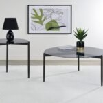 ROSALIE 2-PIECE ROUND COFFEE AND END TABLE SET GREY