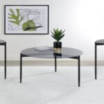ROSALIE 3-PIECE ROUND COFFEE AND END TABLE SET GREY